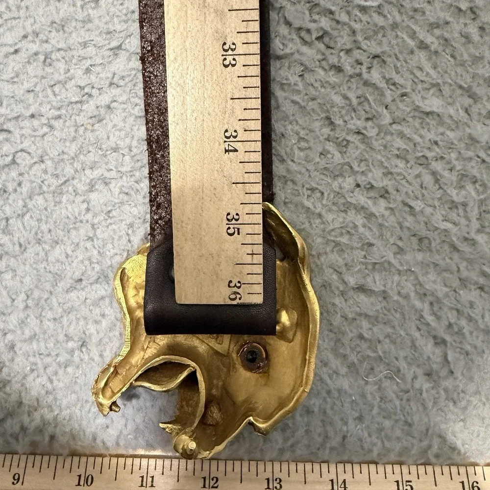 Vtg Christopher Ross Belt Buckle Snarling Angry Dog Wolf 1976 Gold Plate Metal